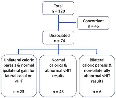 Caloric and video head impulse test dissociated results in dizzy patients